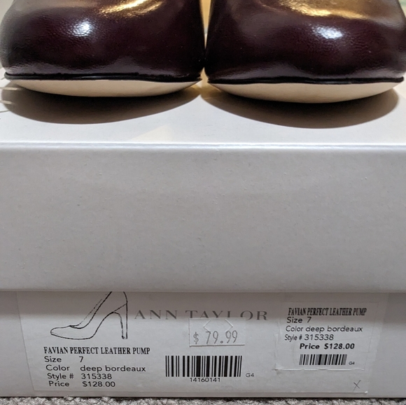 Ann Taylor Favian Perfect Leather Pump deep Bordeaux women's size 7 - Picture 6 of 7